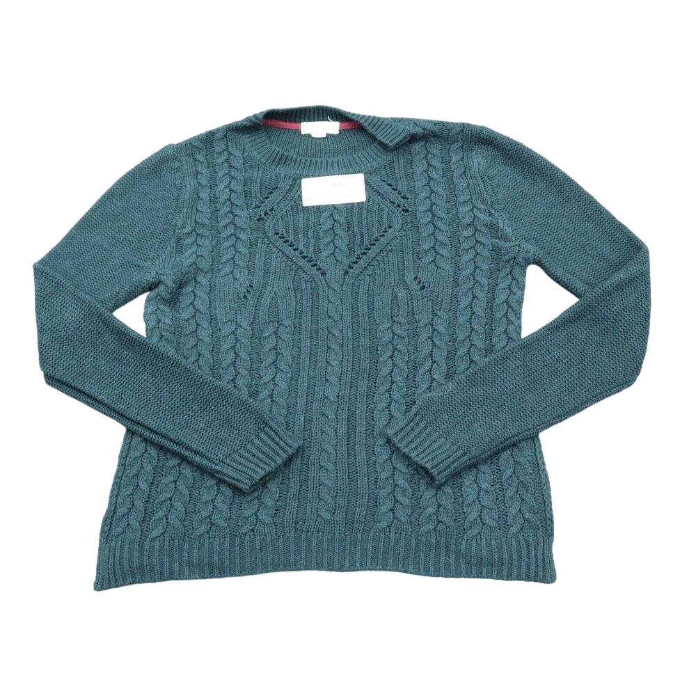 Taylor and Sage Sweater Womens S Blue Cable Knit Long Sleeve Crew Neck Pull Over